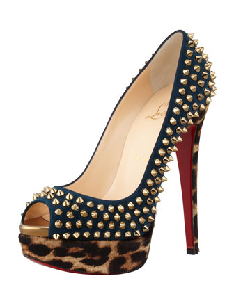 Christian Louboutin Lady Spiked Leopard-Print Platform Pump
