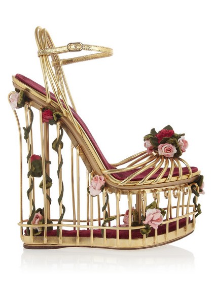 Dolce & Gabbana Rose-embellished metallic leather cage sandals