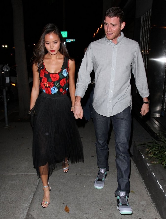 Jamie Chung: Black Pleated Knee Length Skirt