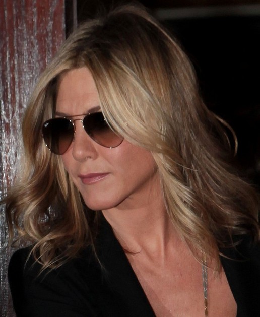 Jennifer Aniston Medium Length Hairstyle: Waves with Side Parting