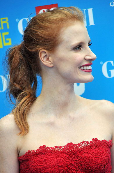 Jessica Chastain Long Hairstyles Ponytail