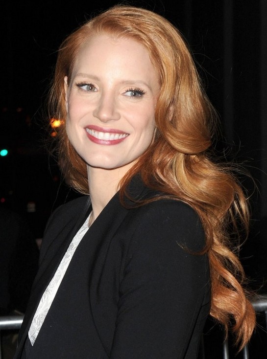 Jessica Chastain Long Hairstyle: Red Waves