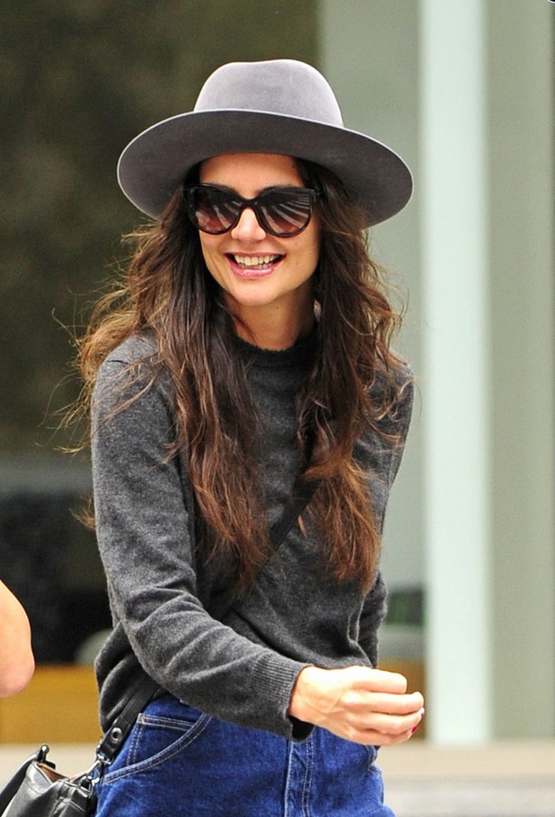 Katie Holmes Grey Crewneck Sweater