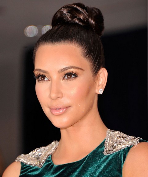 Kim Kardashian Hairstyles: Elegant Braided Bun