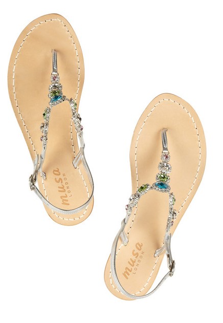 MUSA Crystal-embellished metallic leather sandals