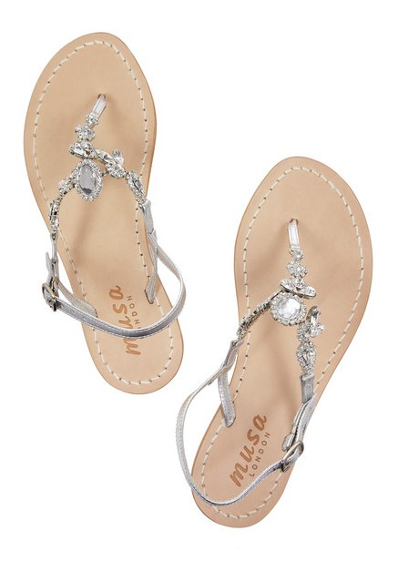 MUSA Embellished SILVER leather sandals