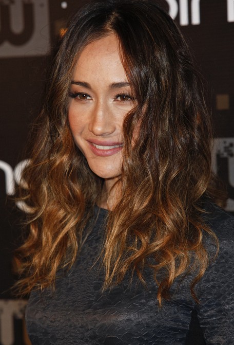 2014 Maggie Q Long Hair styles: Ombre Wavy Cut