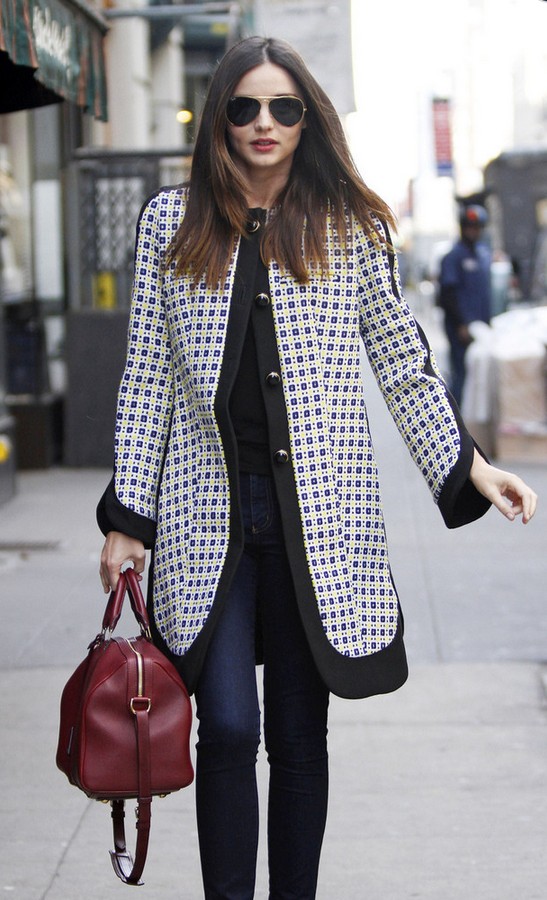 Miranda Kerr Black and White Print Swing Jacket