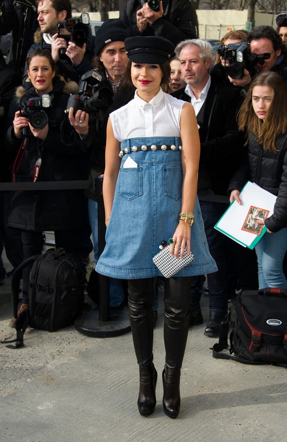 Miroslava Duma Backwards Denim Dress