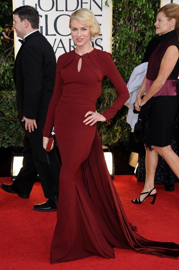 Naomi Watts: Deep Burgundy Mermaid Gown with a Keyhole by Zac Posen