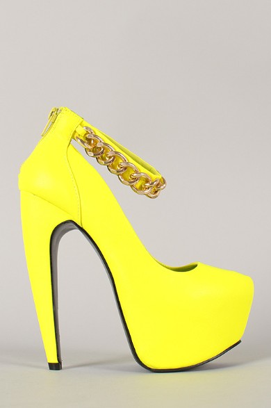 Privileged Bucka Neon Chained Ankle Strap Platform Pump