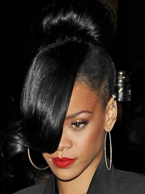Rihanna Hairstyles: Super-chic Classic Bun