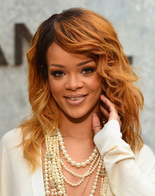 Rihanna Long Hairstyles 2014: Layered Curly Hair