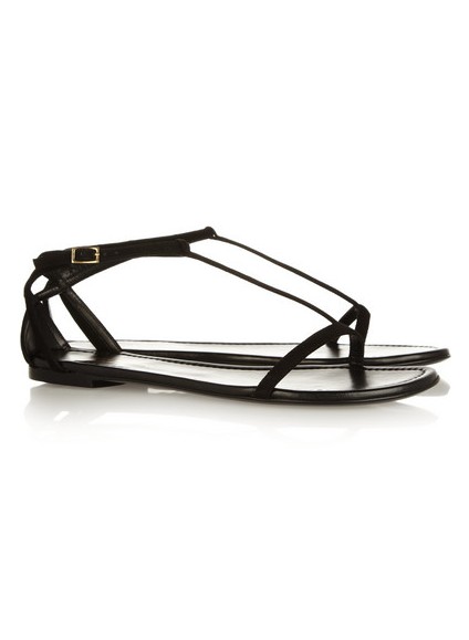 SAINT LAURENT Janis suede and metallic leather sandals