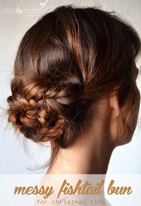 20 Braided Hairstyles Tutorials: Messy Fishtail Bun