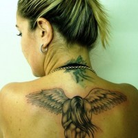 30 Angel Tattoos for Girls: Angel Tattoo on Back of Neck