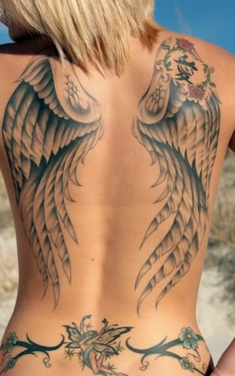 Angel Tattoos Designs: Angel Wings, Fairy, Flowers, Roses, Tribal Back Tattoo