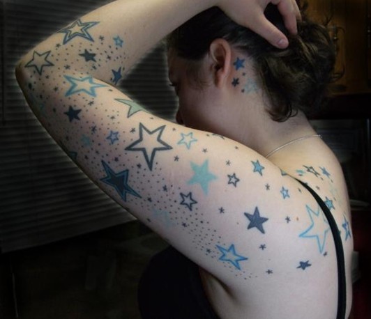 Star Tattoo Designs: Tribal Star Falling Tattoo