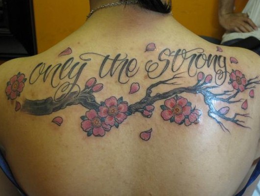 Back tattoos for women cherry blossom