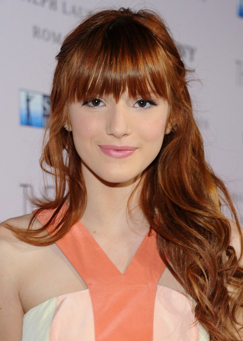 Bella Thorne Long Hairstyle: Side-swept Curls