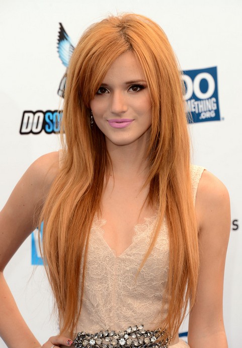 Bella Thorne Long Hairstyle: Straight Hair with Side Part