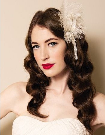 Center Parted Curly Wavy Hair for Vintage Wedding Hair