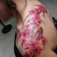 Cherry blossom tattoo on back design