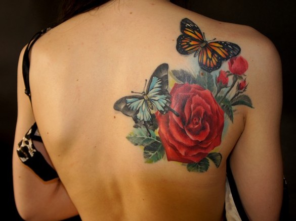 Cute Healed Roses Tattoo