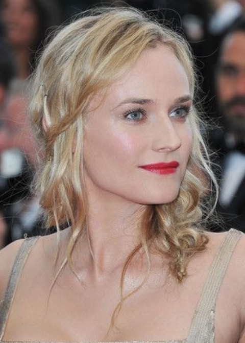 Diane Kruger Hairstyles: Loose Ponytail with Braids