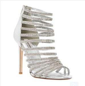 Dune Heartshine Ankle Heeled Sandals, Silver