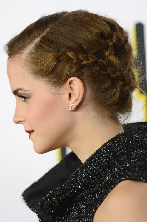 Emma Watson Long Hairstyles: 2014 Braided Updo