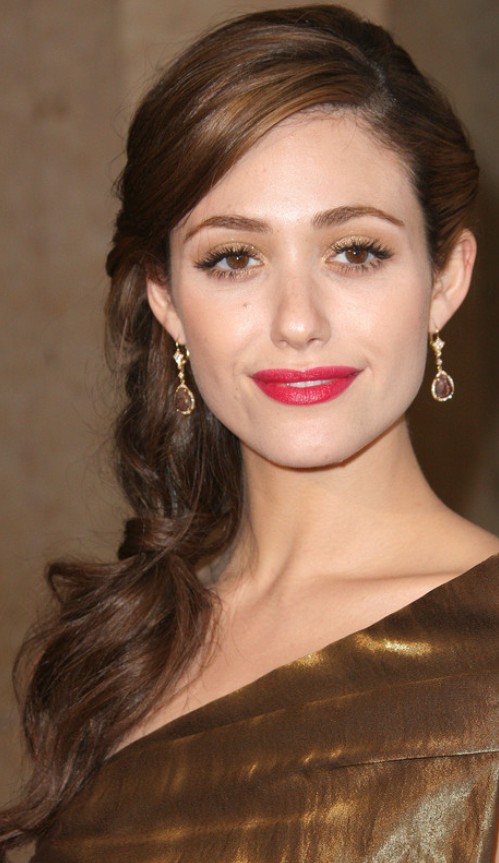 Emmy Rossum Long Hairstyle: Loose Braid