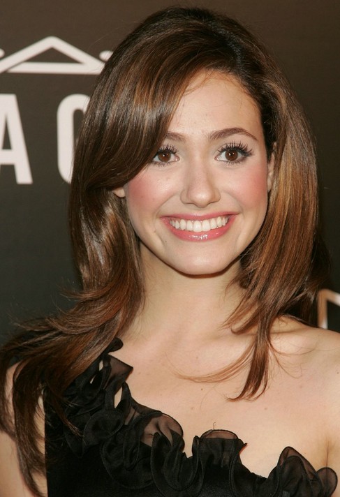 Emmy Rossum Long Hairstyle: Sleek Brown Hair