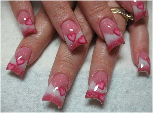 Heart Acrylic Nail Designs