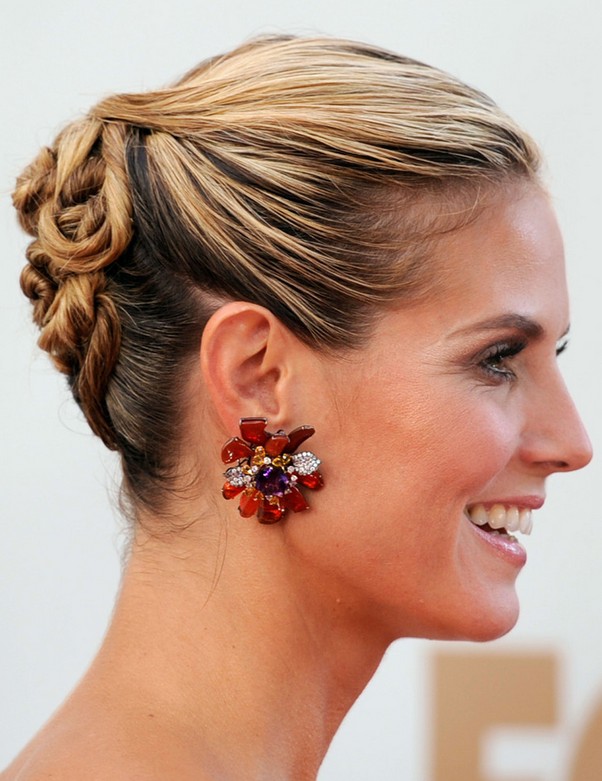 Heidi Klum Long Hairstyle: Twisted Updo