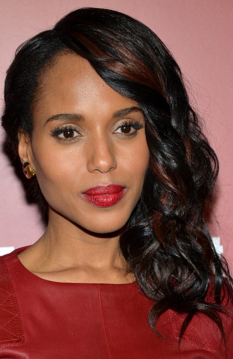 Kerry Washington Hairstyles: Side-swept Curls