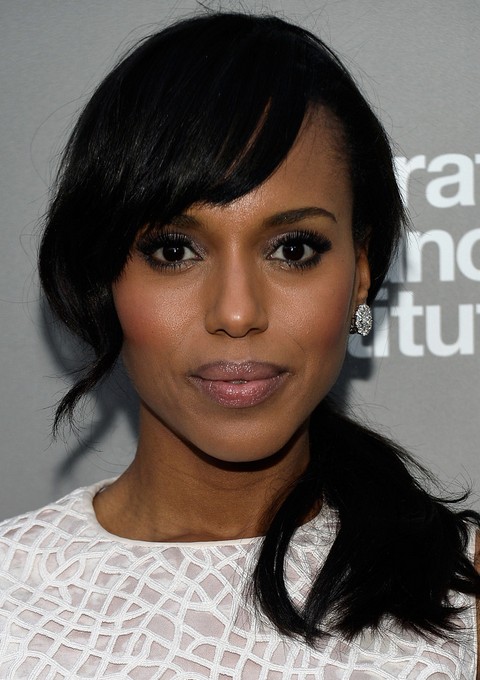 Kerry Washington Hairstyles: Side-swept Ponytail