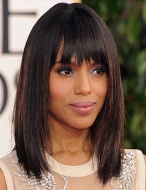 Kerry Washington Hairstyles: Ultra-Straight Haircut