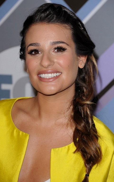 Lea Michele Hairstyles: Side-swept Long Braid