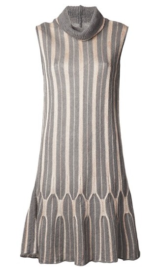 M MISSONI VINTAGE turtle neck dress, grey and pink