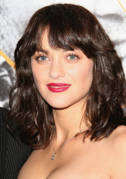 Marion Cotillard Medium Length Hairstyle: Waves with Bangs