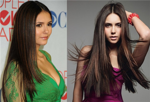 Nina Dobrev Hairstyles: Ultra-Straight Haircut