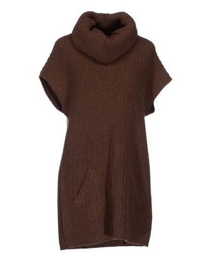 RALPH LAUREN Short dress, turtle neck, cable stitch, brown