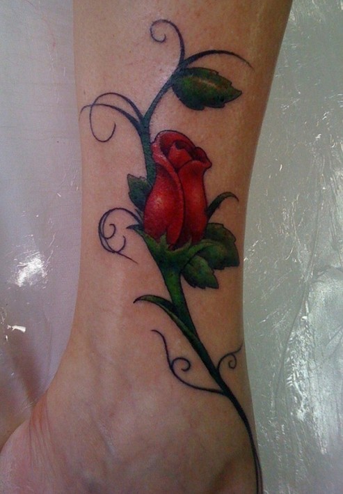 Rose Tattoo on Leg