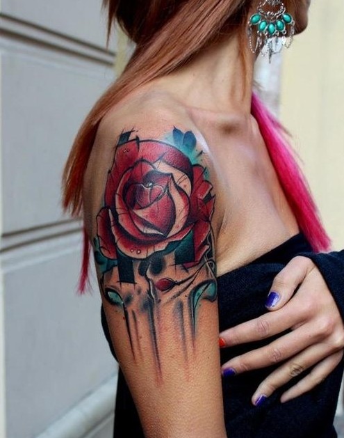Rose tattoo on the arm