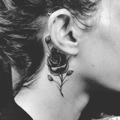 Rose tattoos: Behind ear