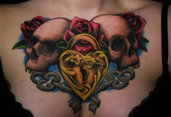Skull Tattoos: Chest Tattoo Designs for Women
