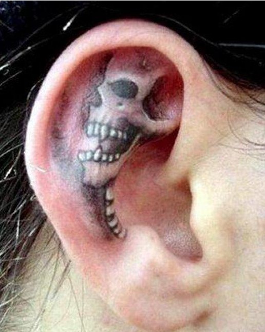 Skull tattoos ear