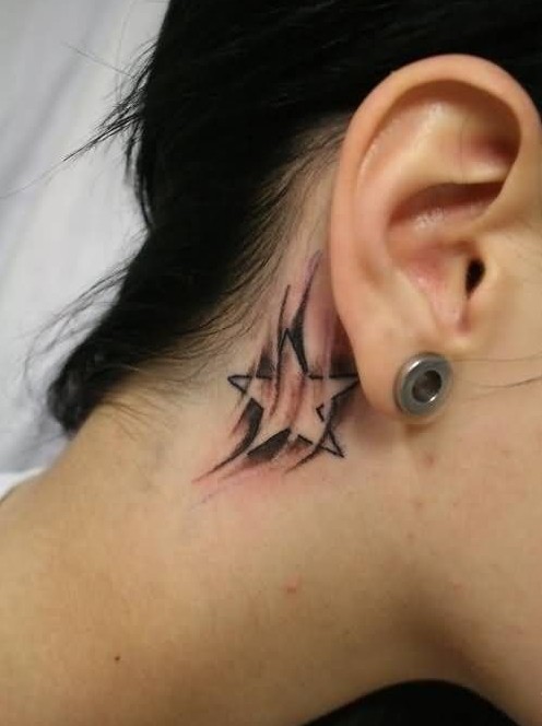 Star tattoos for girls: Behind the ear tattoos images