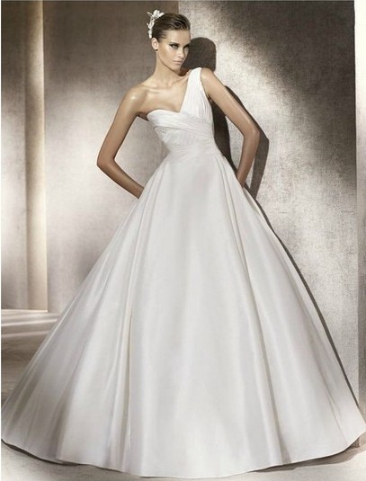 The Gorgeous Flaredd One-shoulder Satin Wedding Dress